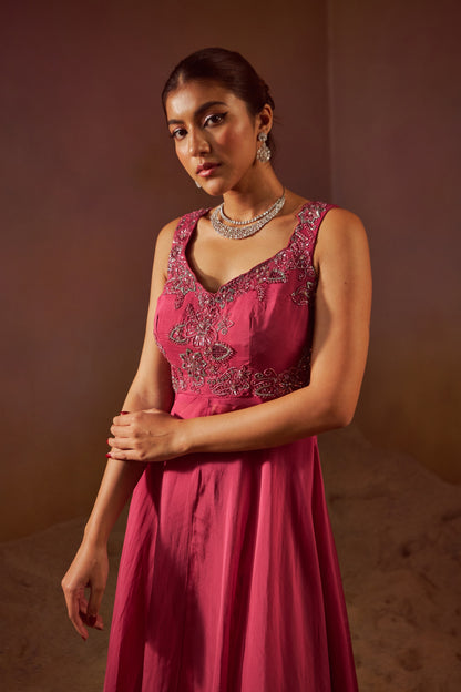 DUSTY PINK INDOWESTERN WITH HAND EMBROIDERY